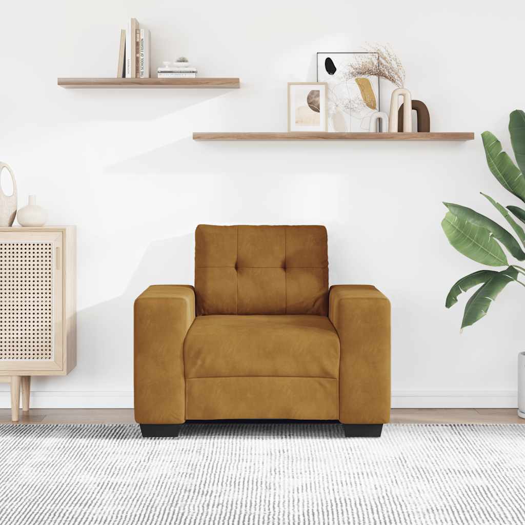 Fauteuil canapé marron 100x78x80 cm velours - XIOS