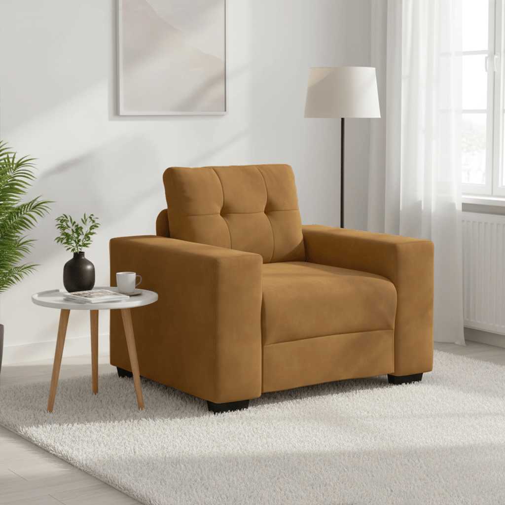 Fauteuil canapé marron 100x78x80 cm velours - XIOS
