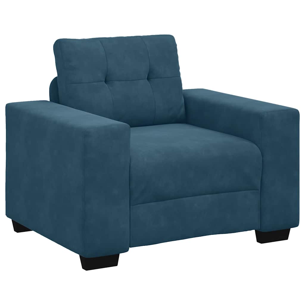Fauteuil canapé bleu 100x78x80 cm velours - XIOS