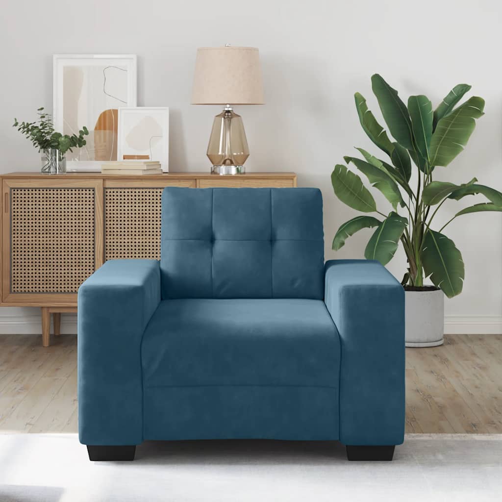 Fauteuil canapé bleu 100x78x80 cm velours - XIOS