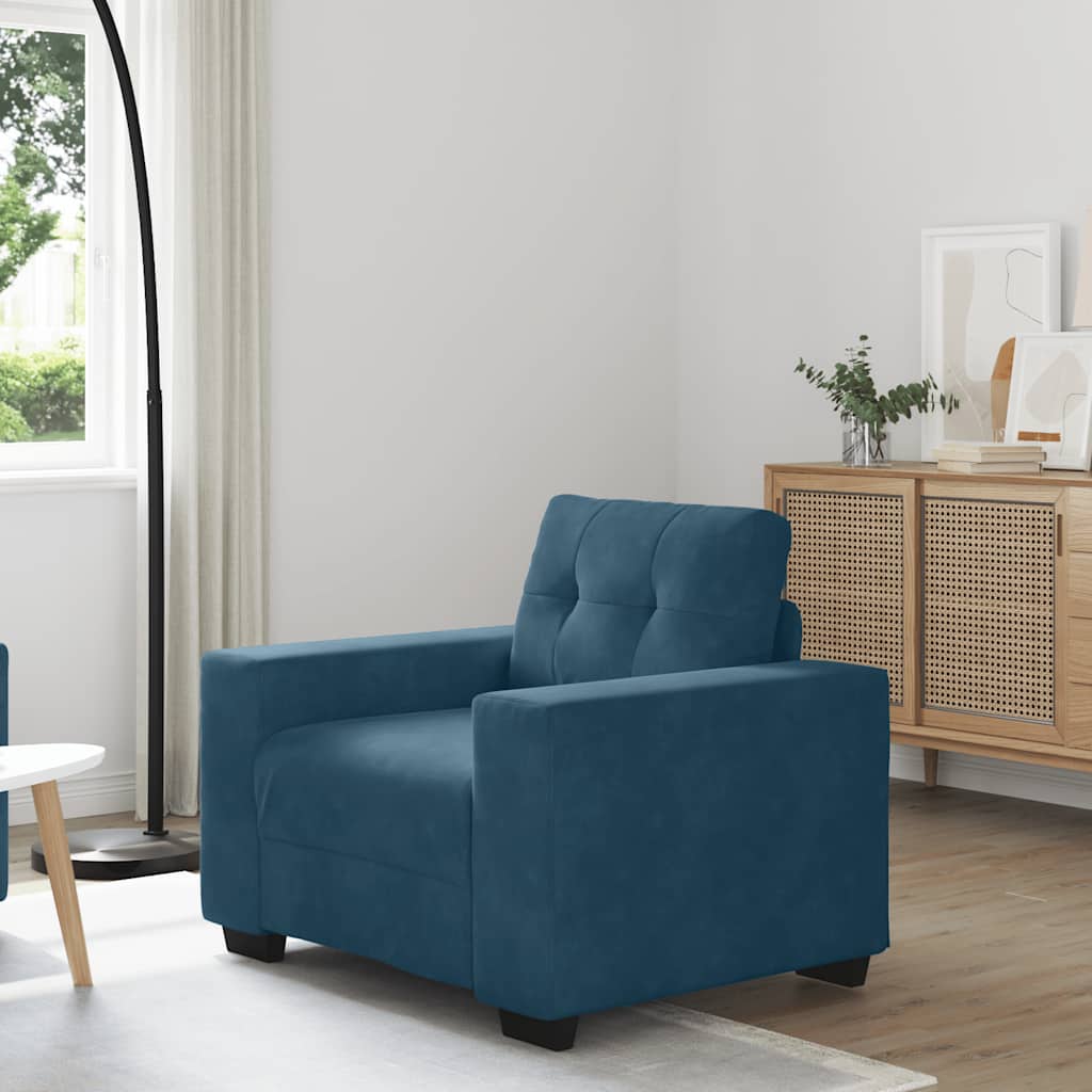 Fauteuil canapé bleu 100x78x80 cm velours - XIOS