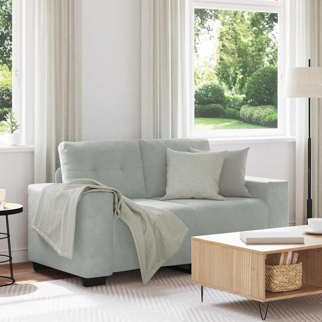 Canapé causeuse gris clair 120 cm velours - XIOS