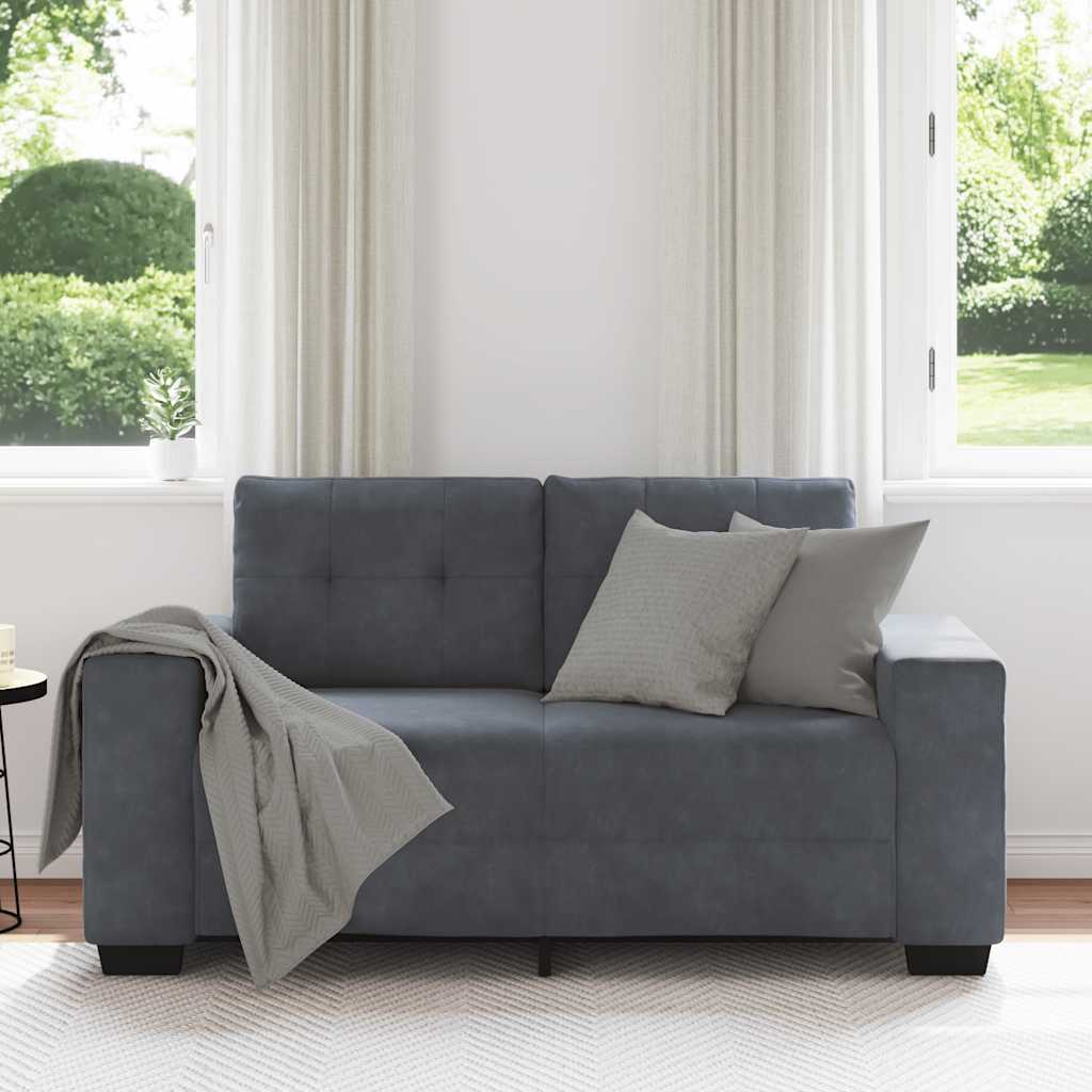 Canapé causeuse gris foncé 120 cm velours - XIOS