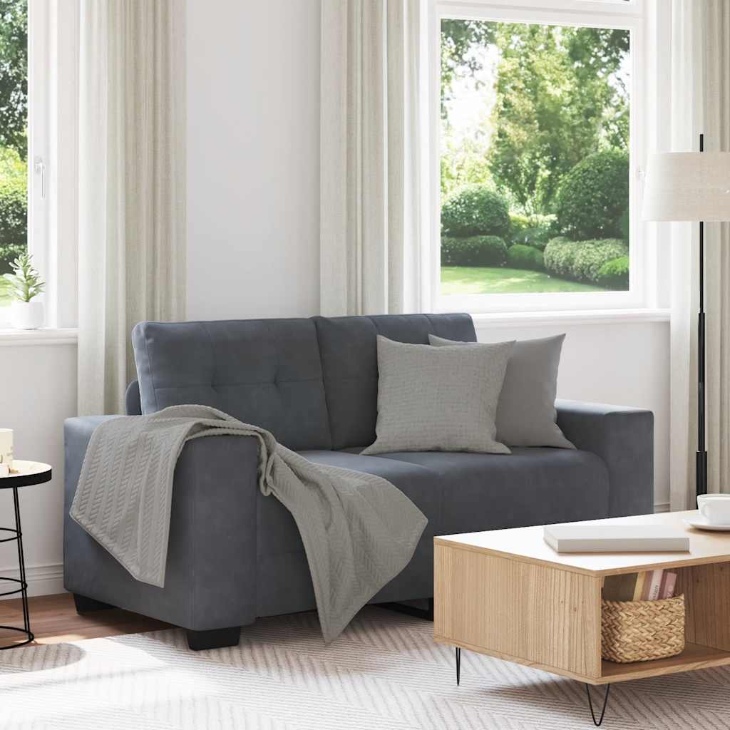 Canapé causeuse gris foncé 120 cm velours - XIOS