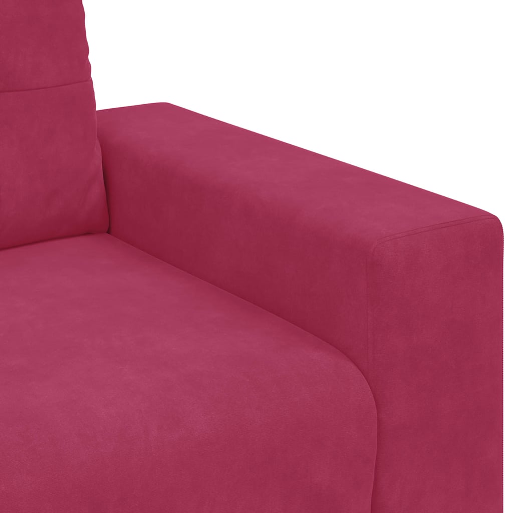 Canapé deux places avec coussin Rouge bordeaux Velours - XIOS