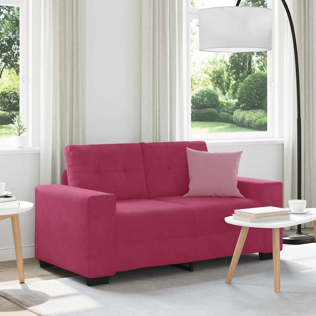 Canapé deux places avec coussin Rouge bordeaux Velours
