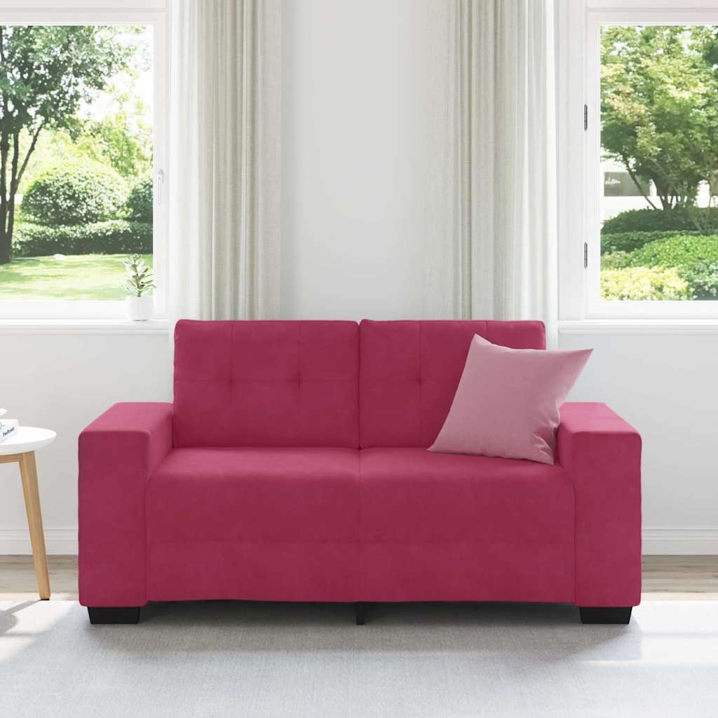 Canapé deux places avec coussin Rouge bordeaux Velours - XIOS