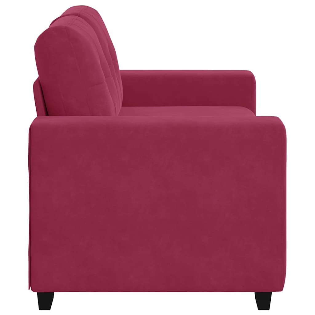 Canapé deux places avec coussin Rouge bordeaux Velours - XIOS