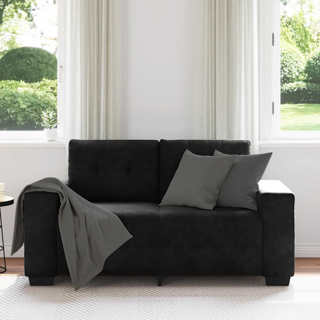 Canapé causeuse noir 120 cm velours - XIOS