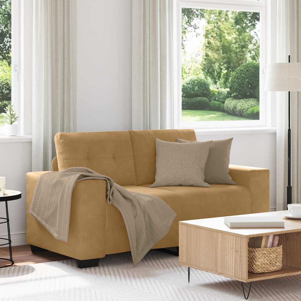 Canapé deux places avec coussin Marron Velours