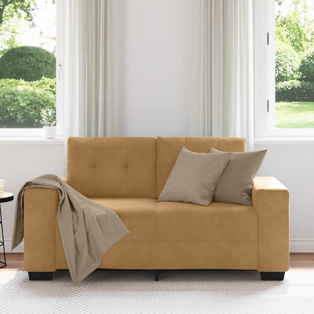 Canapé deux places avec coussin Marron Velours - XIOS