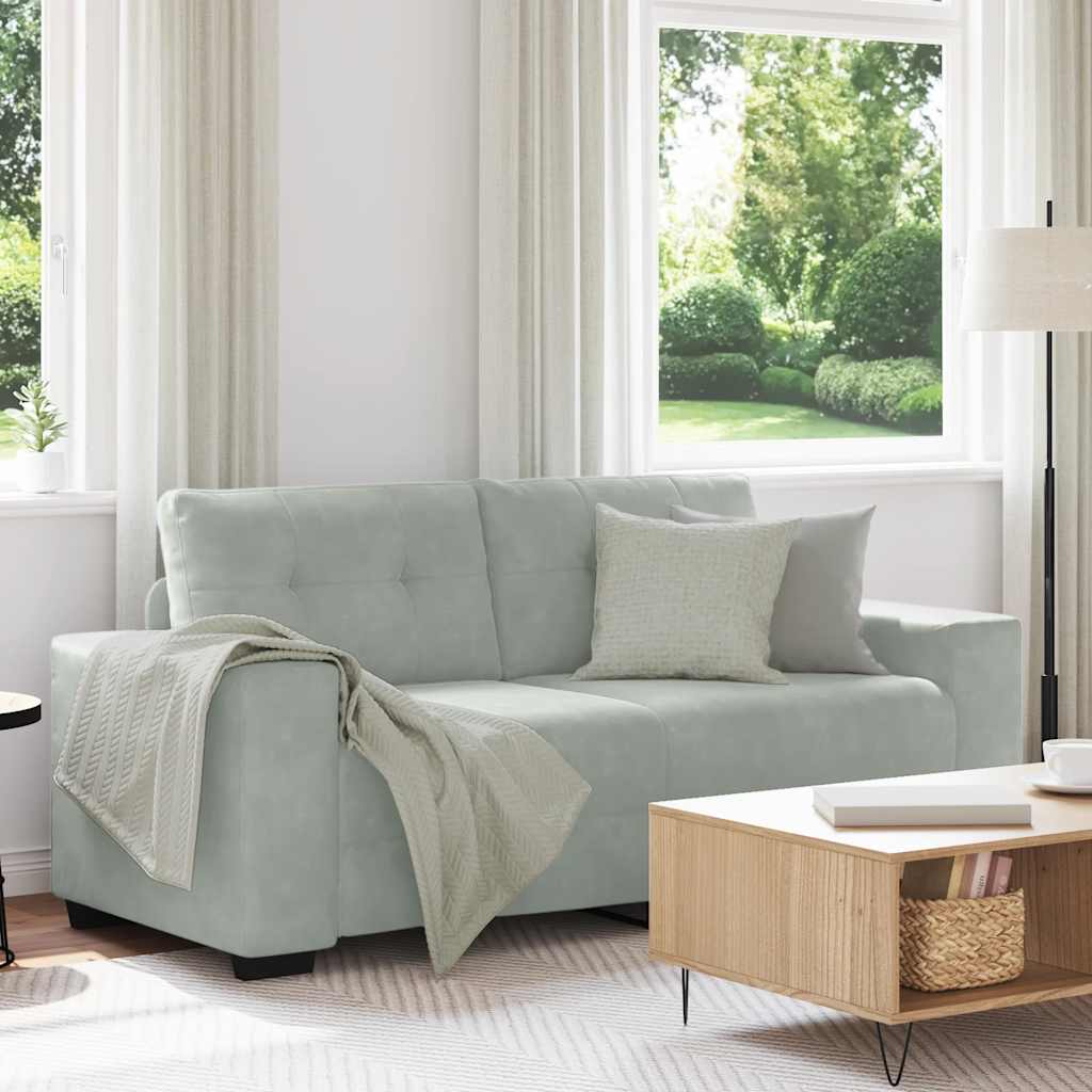Canapé causeuse gris clair 140 cm velours - XIOS