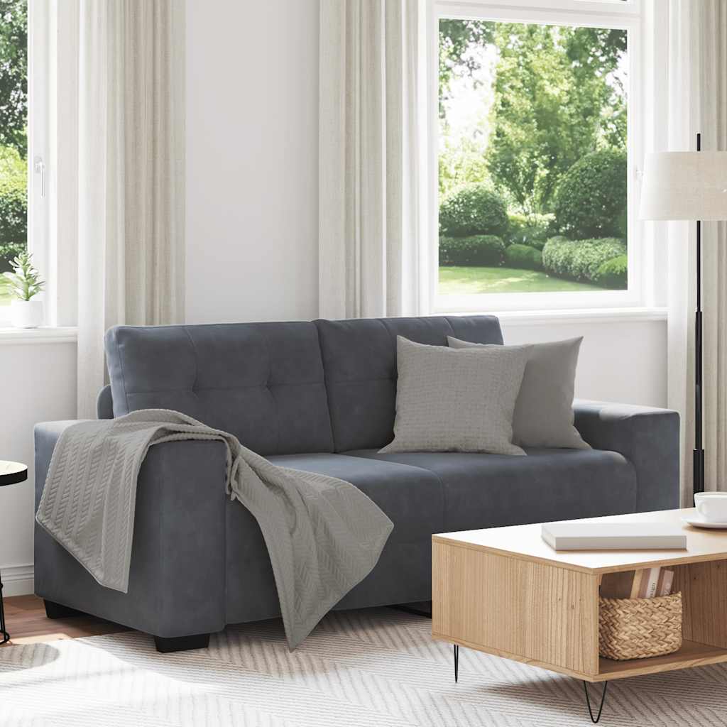 Canapé causeuse gris foncé 140 cm velours - XIOS