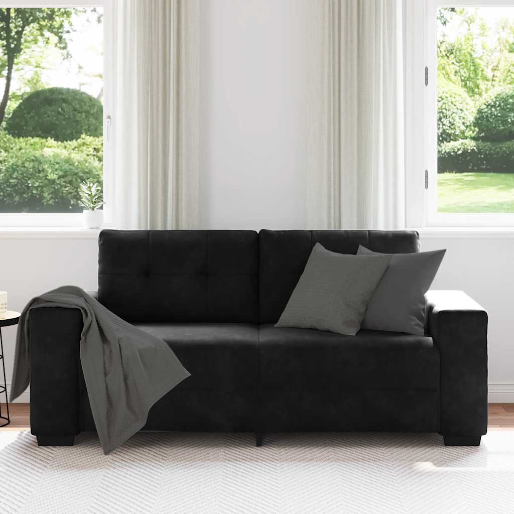 Canapé causeuse noir 140 cm velours - XIOS