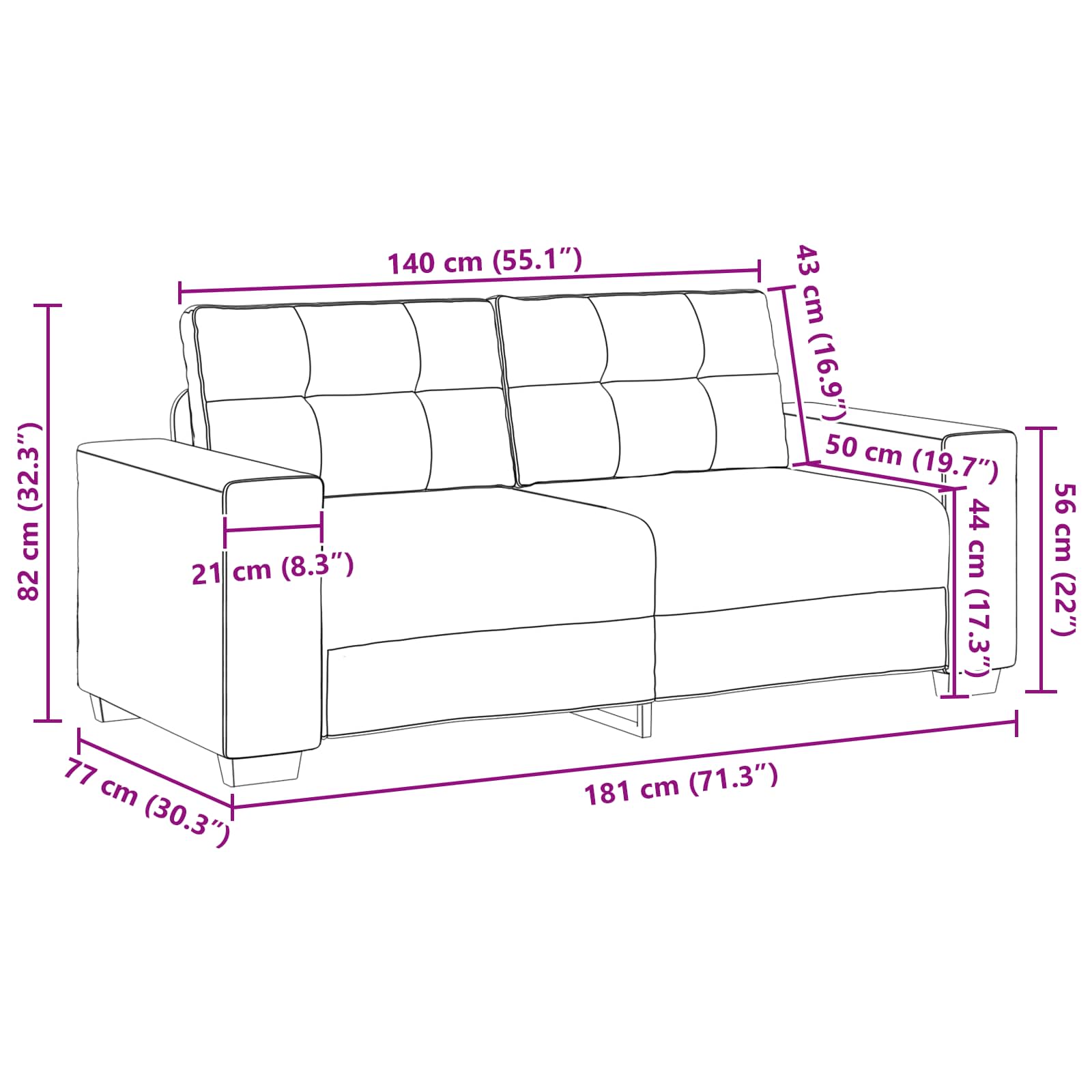 Canapé Loveseat Marron 180 cm Simili cuir - XIOS