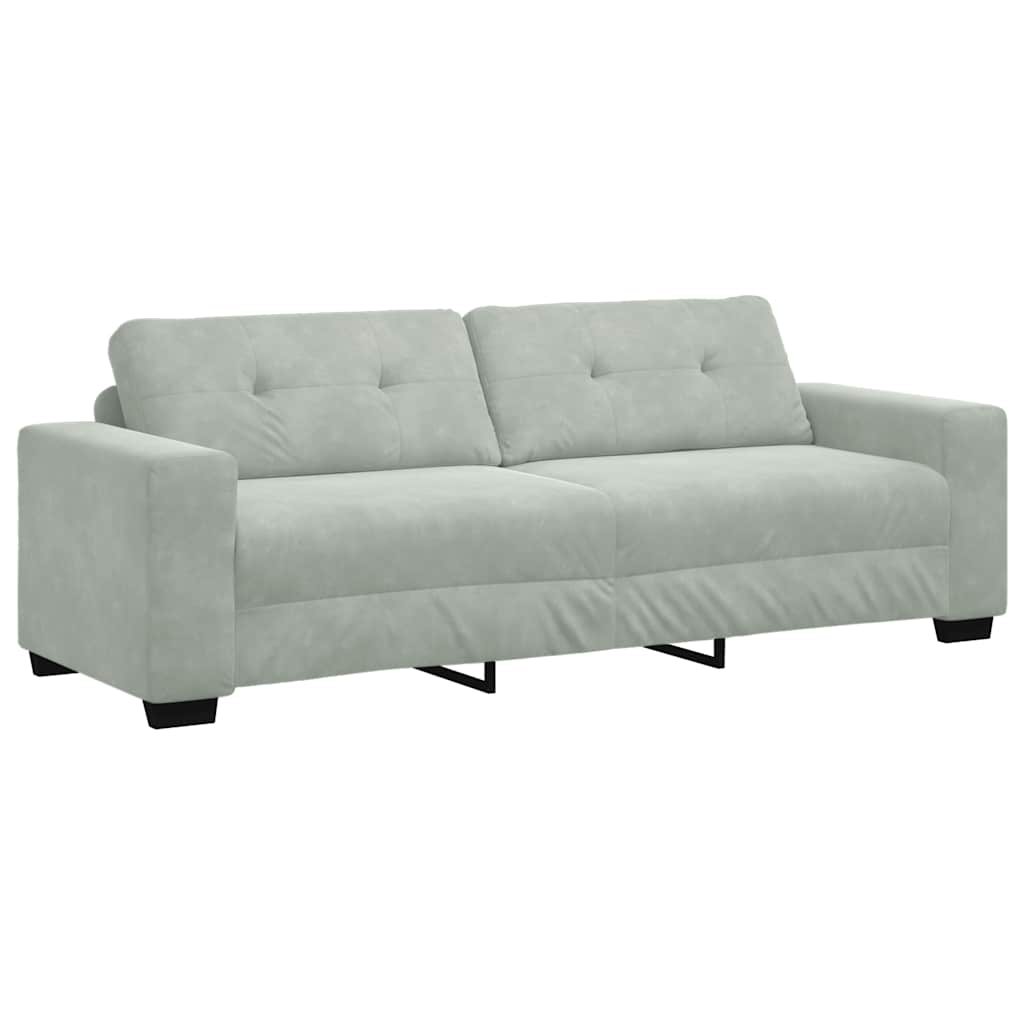 Canapé 3 places gris clair 220 x 78 x 80 cm velours - XIOS