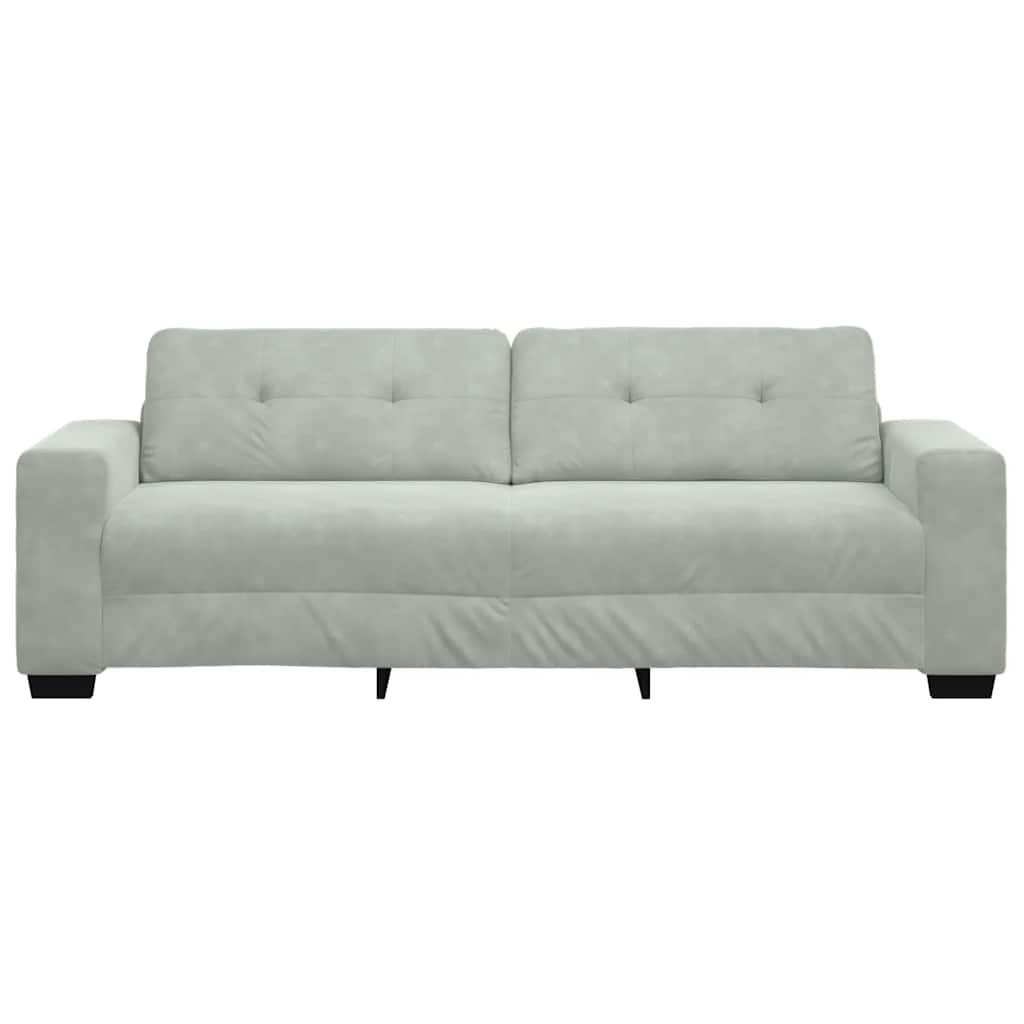 Canapé 3 places gris clair 220 x 78 x 80 cm velours - XIOS