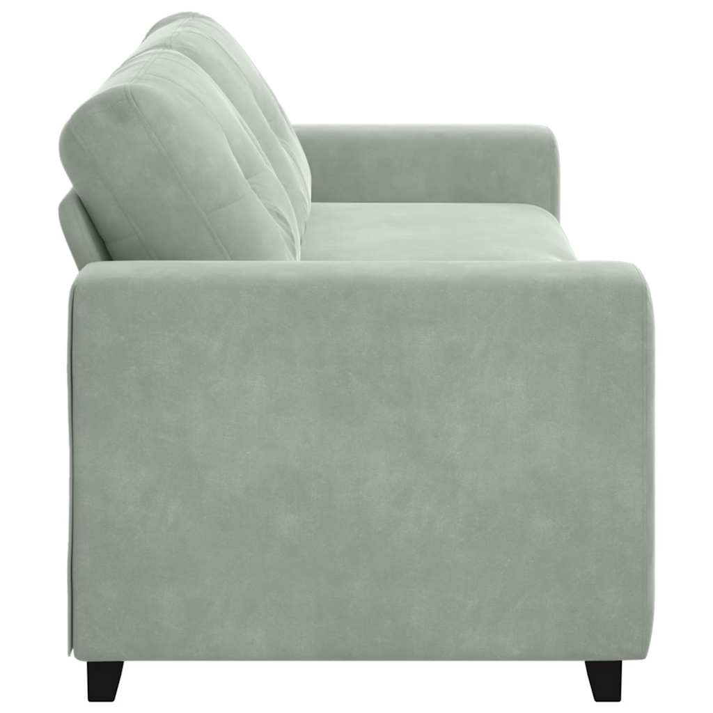Canapé 3 places gris clair 220 x 78 x 80 cm velours - XIOS