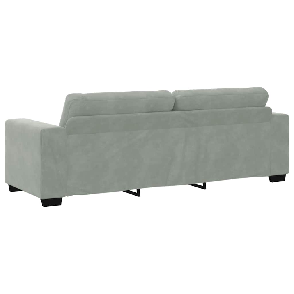 Canapé 3 places gris clair 220 x 78 x 80 cm velours - XIOS