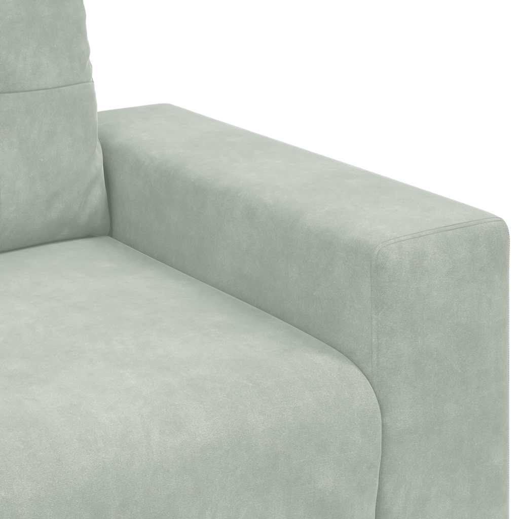 Canapé 3 places gris clair 220 x 78 x 80 cm velours - XIOS