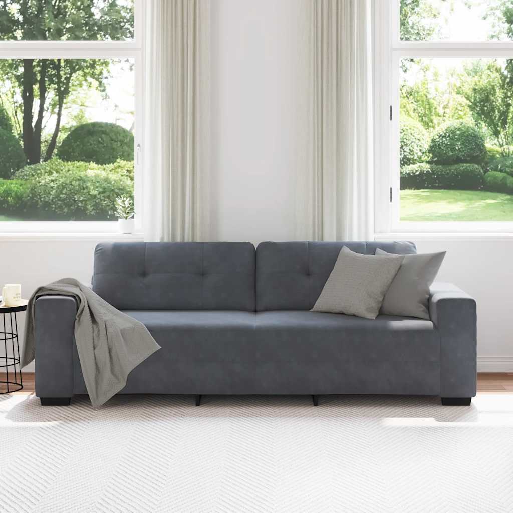 Canapé 3 places gris foncé 220 x 78 x 80 cm velours