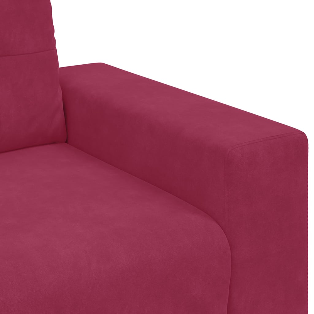 Sofa 3 places avec coussin Rouge bordeaux Velours - XIOS