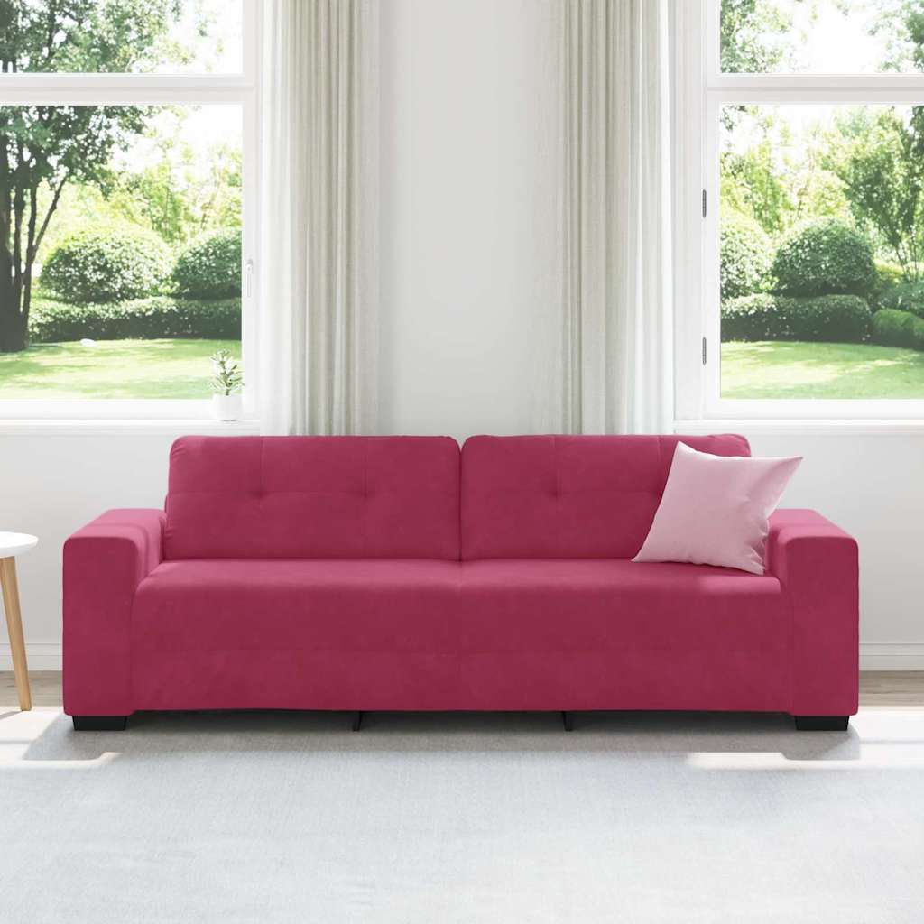 Sofa 3 places avec coussin Rouge bordeaux Velours - XIOS