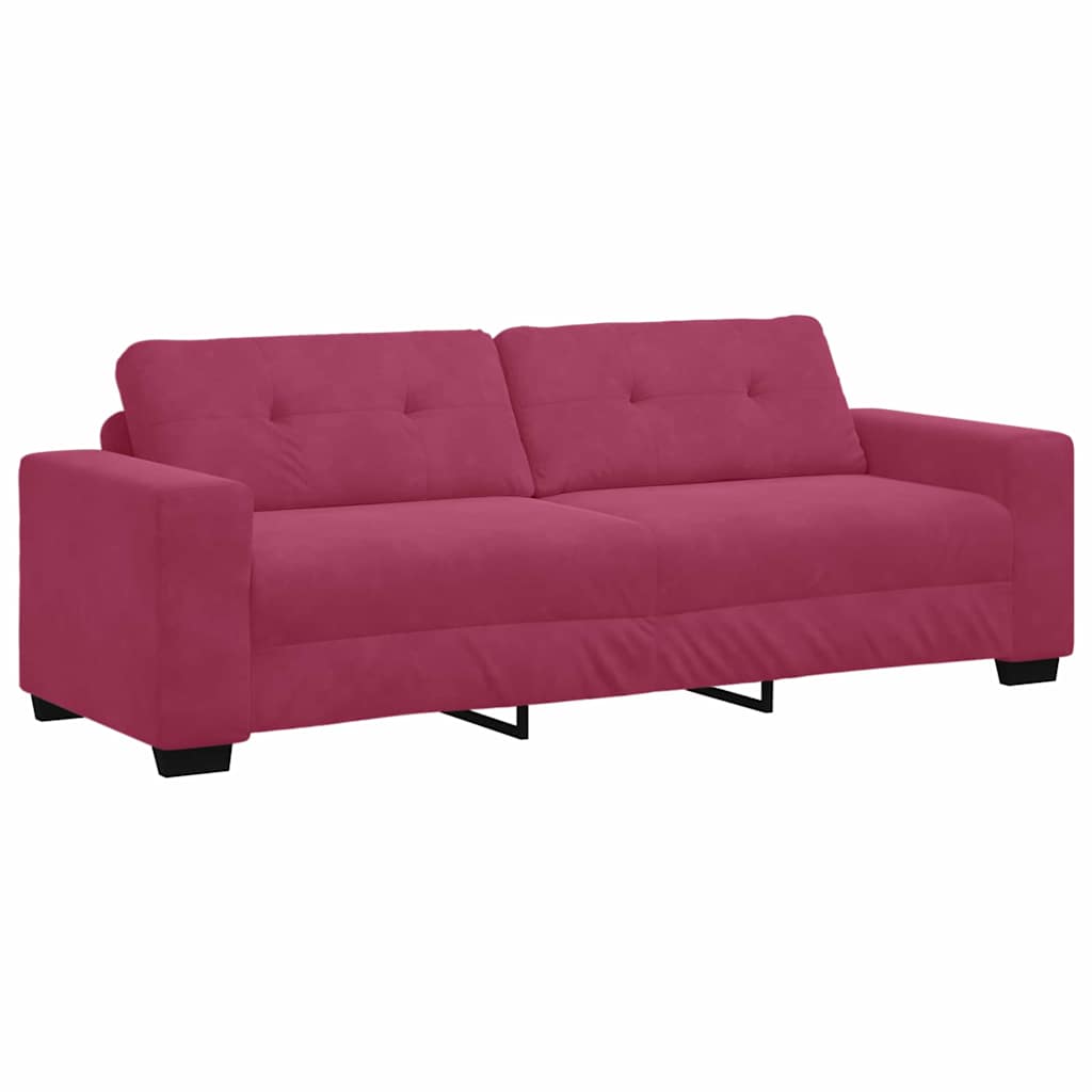 Sofa 3 places avec coussin Rouge bordeaux Velours