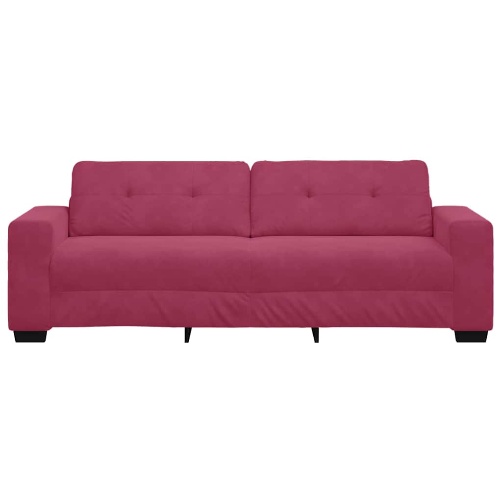 Sofa 3 places avec coussin Rouge bordeaux Velours - XIOS