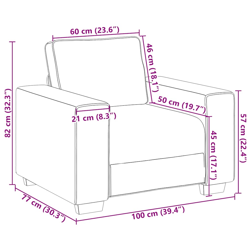 Fauteuil gris foncé 60 cm tissu - XIOS