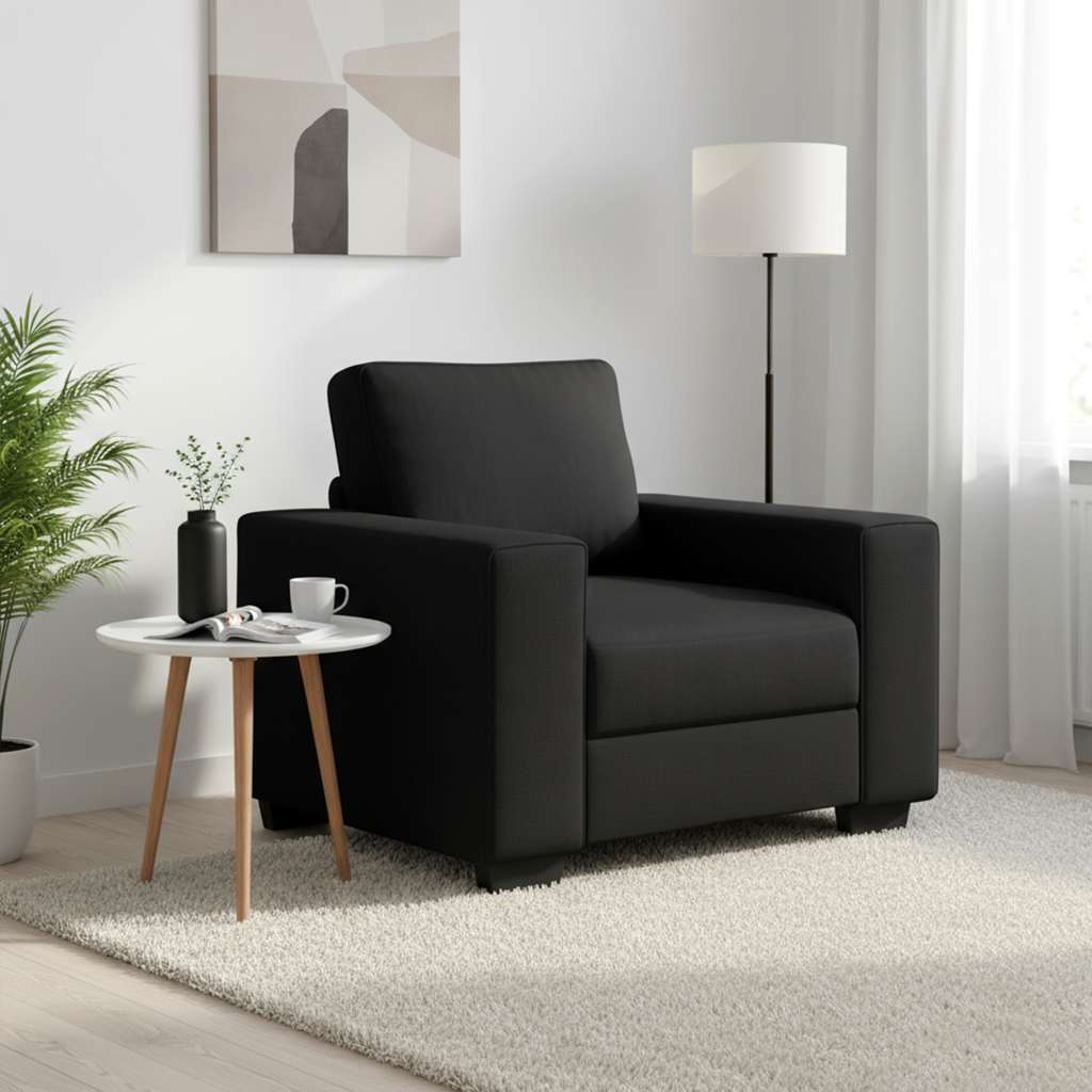 Fauteuil noir 100x77x82 cm tissu