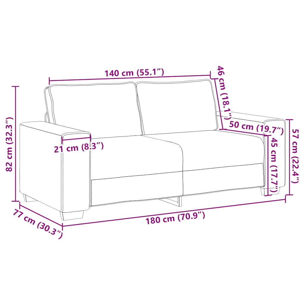 Canapé à 2 places gris clair 140 cm tissu - XIOS