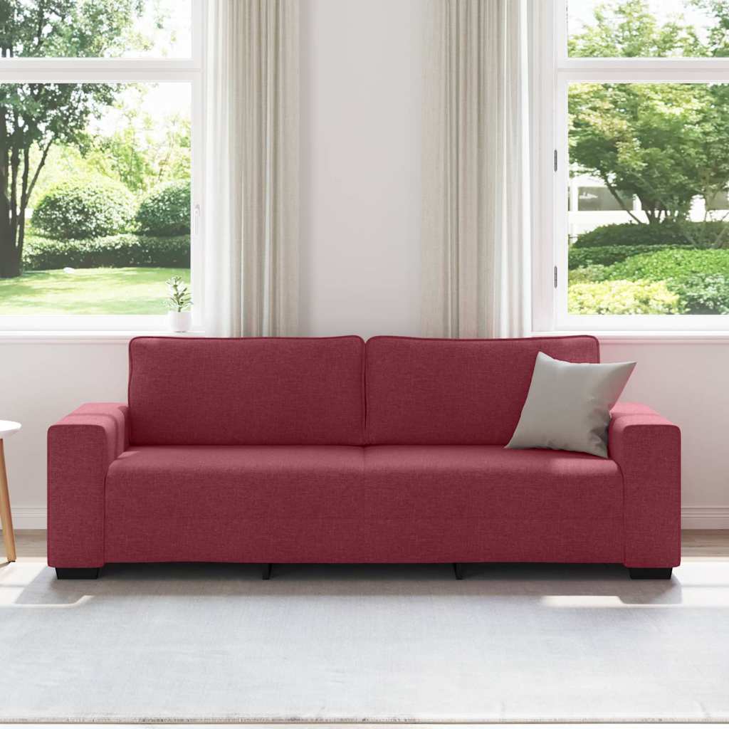 Canapé 3 places rouge vin 220x77x82 cm en tissu
