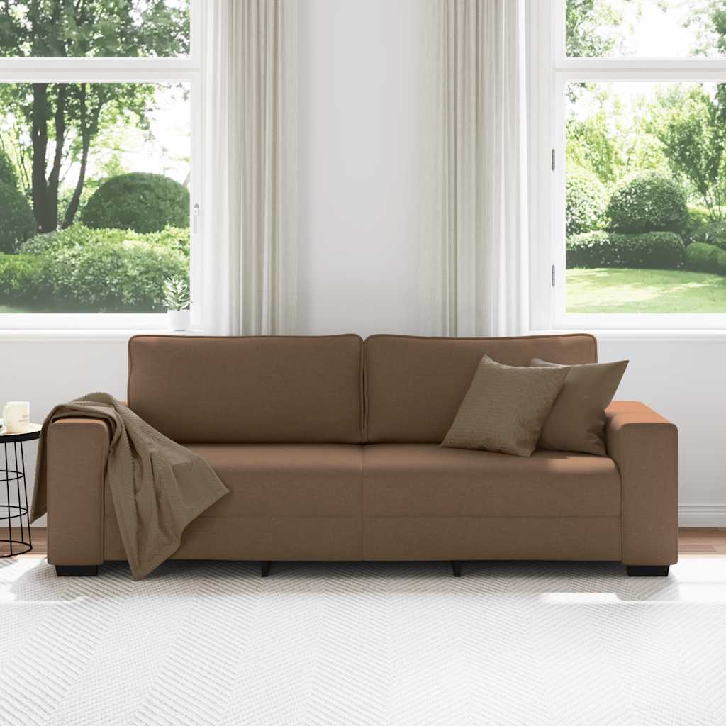 Canapé 3 places marron 220x77x82 cm en tissu