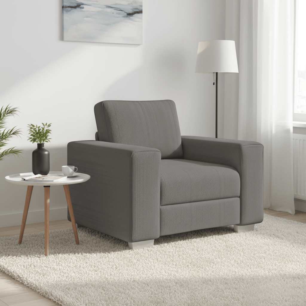 Canapé/Fauteuil gris clair 100x77x82 cm en tissu velours côtelé - XIOS