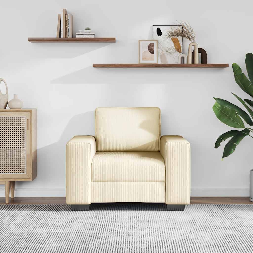 Canapé/Fauteuil crème 100x77x82 cm tissu velours côtelé - XIOS