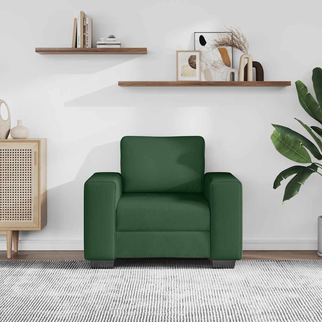 Canapé/Fauteuil vert foncé 100x77x82 cm en tissu velours côtelé - XIOS
