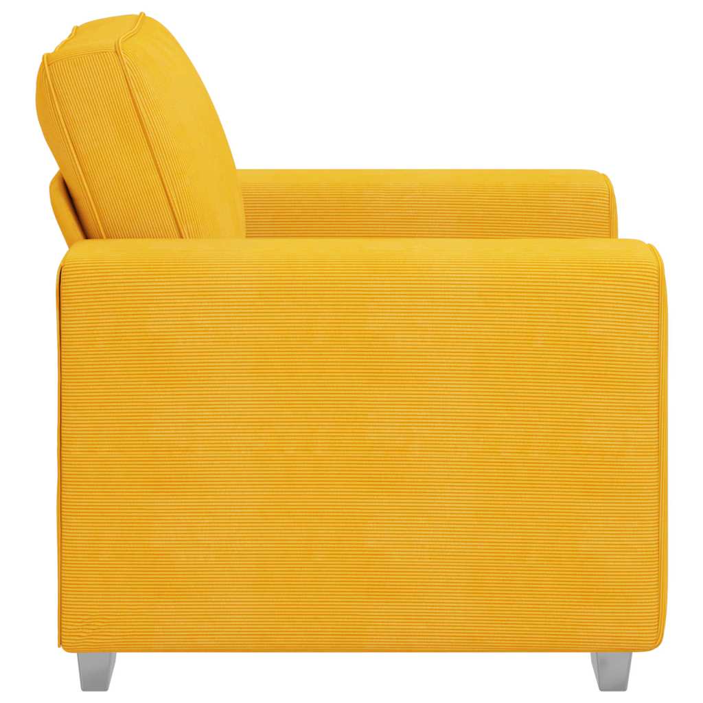 Fauteuil/canapé jaune clair 100x77x82 cm en tissu velours côtelé - XIOS