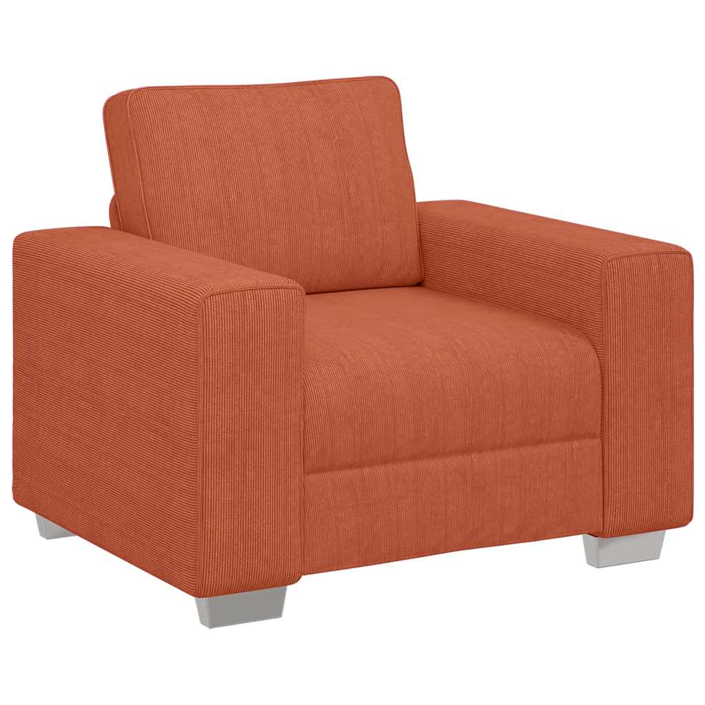 Fauteuil rouge orangé 100x77x82 cm en tissu velours côtelé - XIOS