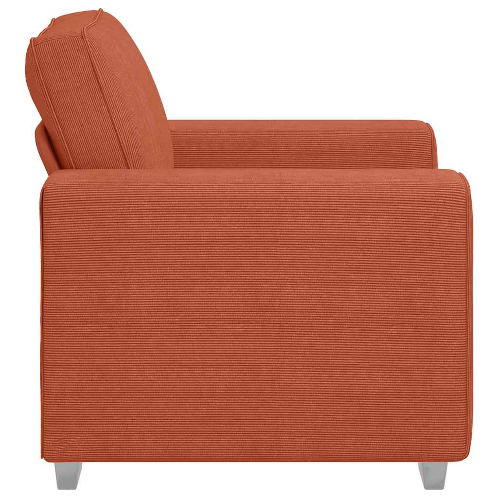 Fauteuil rouge orangé 100x77x82 cm en tissu velours côtelé - XIOS