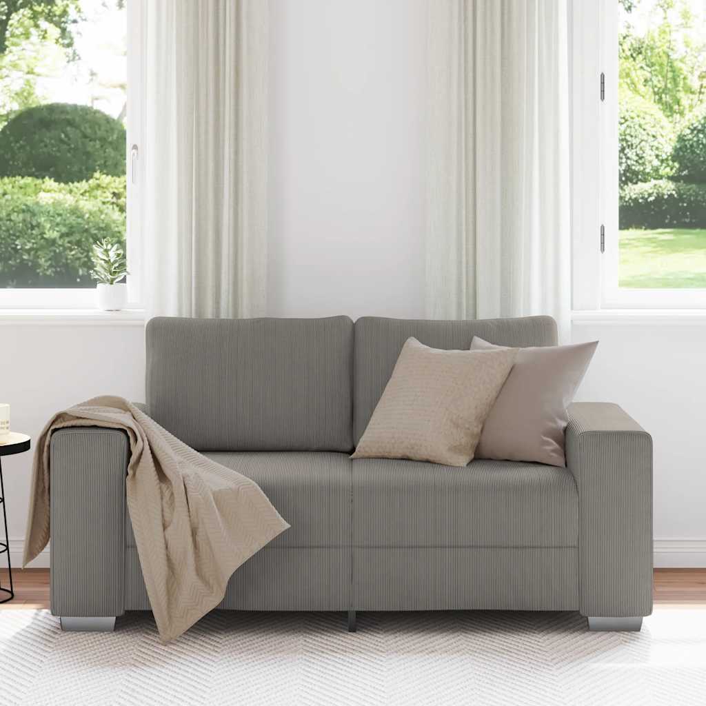 Canapé deux places gris clair 160 x 77 x 82 cm en tissu velours côtelé - XIOS