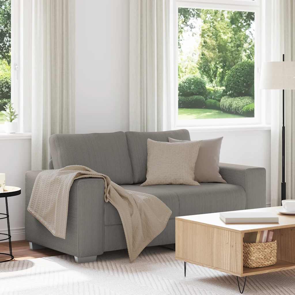 Canapé deux places gris clair 160 x 77 x 82 cm en tissu velours côtelé - XIOS