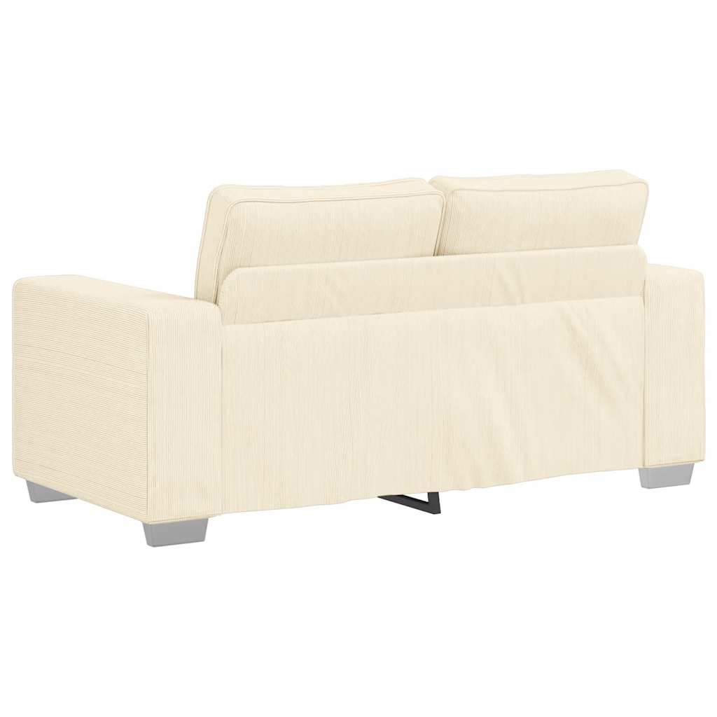 Canapé deux places crème 160x77x82 cm en tissu velours côtelé - XIOS