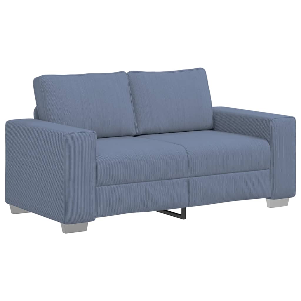 Canapé deux places bleu 160x77x82 cm en tissu velours côtelé - XIOS