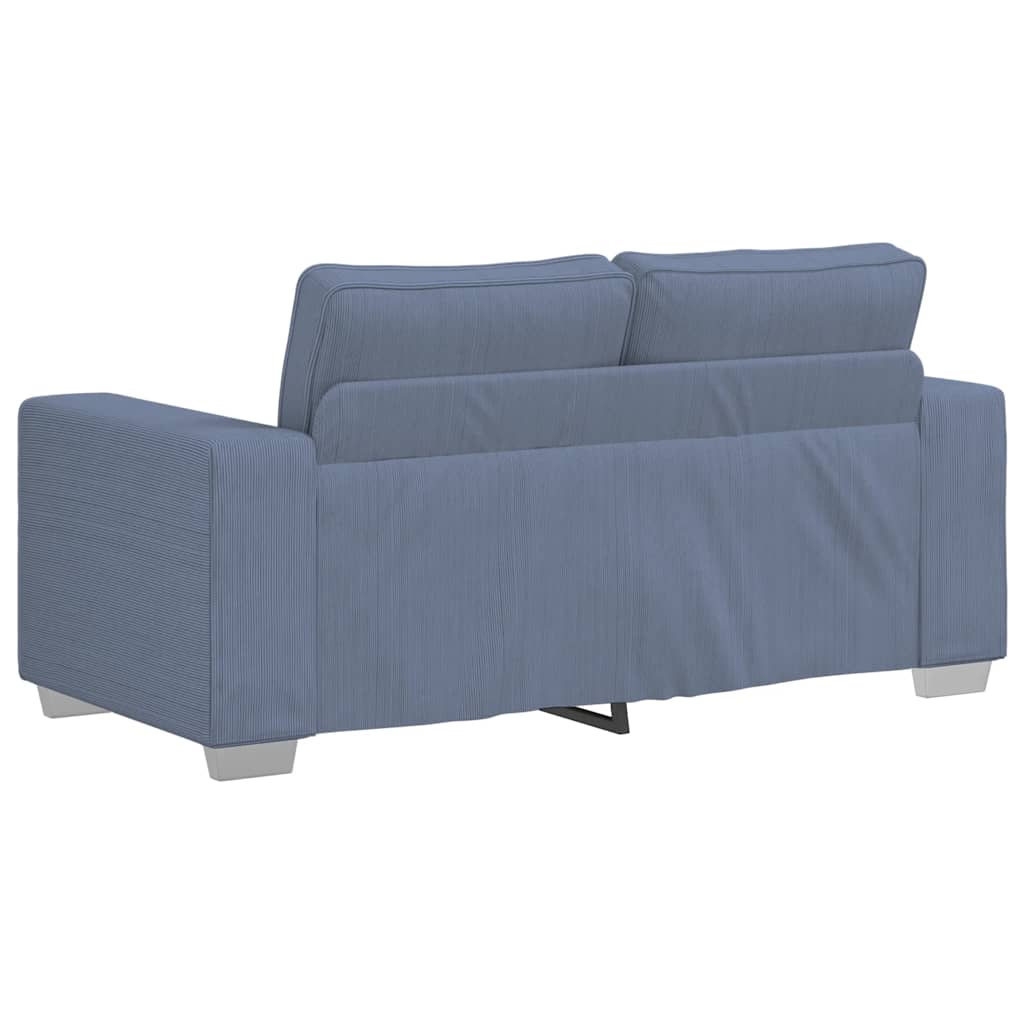 Canapé deux places bleu 160x77x82 cm en tissu velours côtelé - XIOS