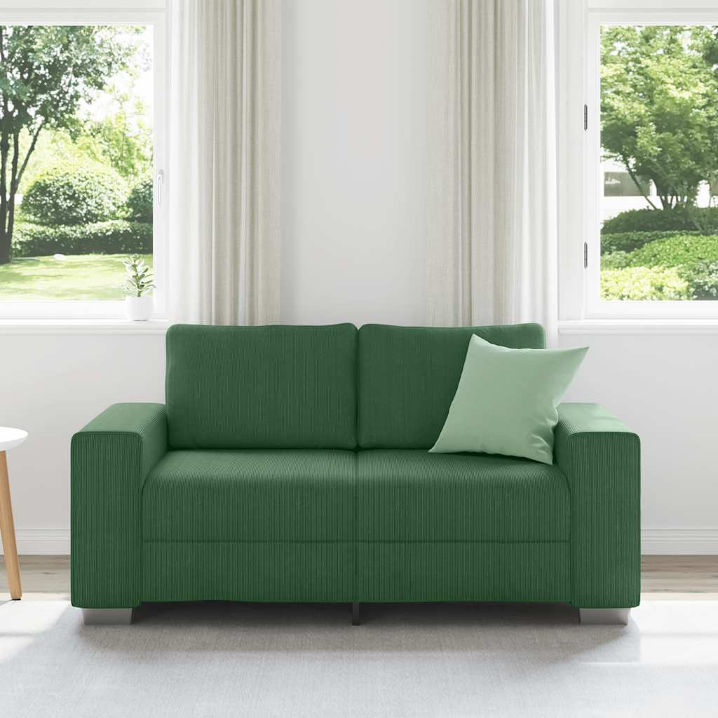 Canapé deux places vert foncé 160 x 77 x 82 cm en tissu velours côtelé - XIOS