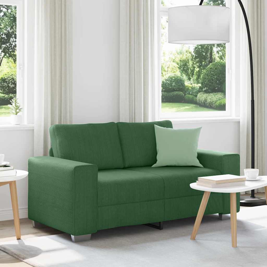 Canapé deux places vert foncé 160 x 77 x 82 cm en tissu velours côtelé - XIOS