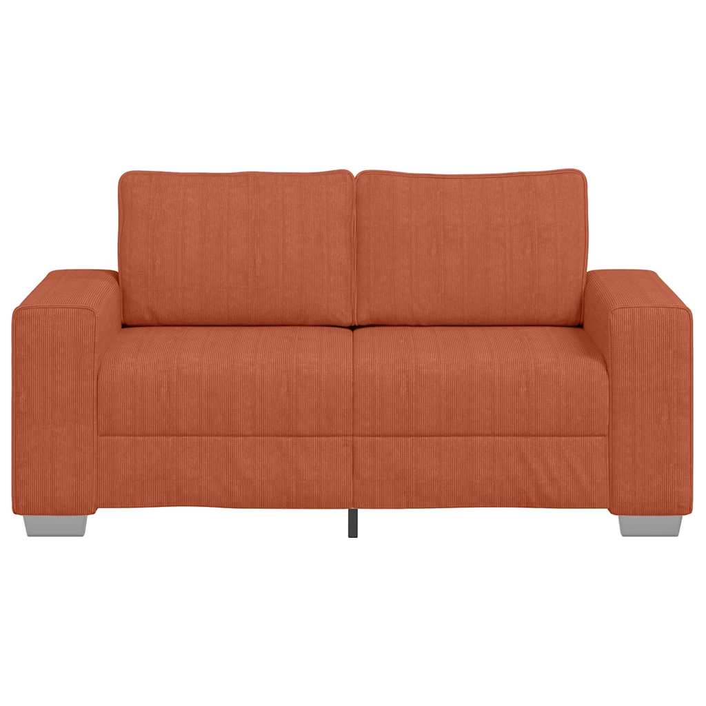 Canapé deux places rouge orangé 160x77x82 cm en tissu velours côtelé - XIOS