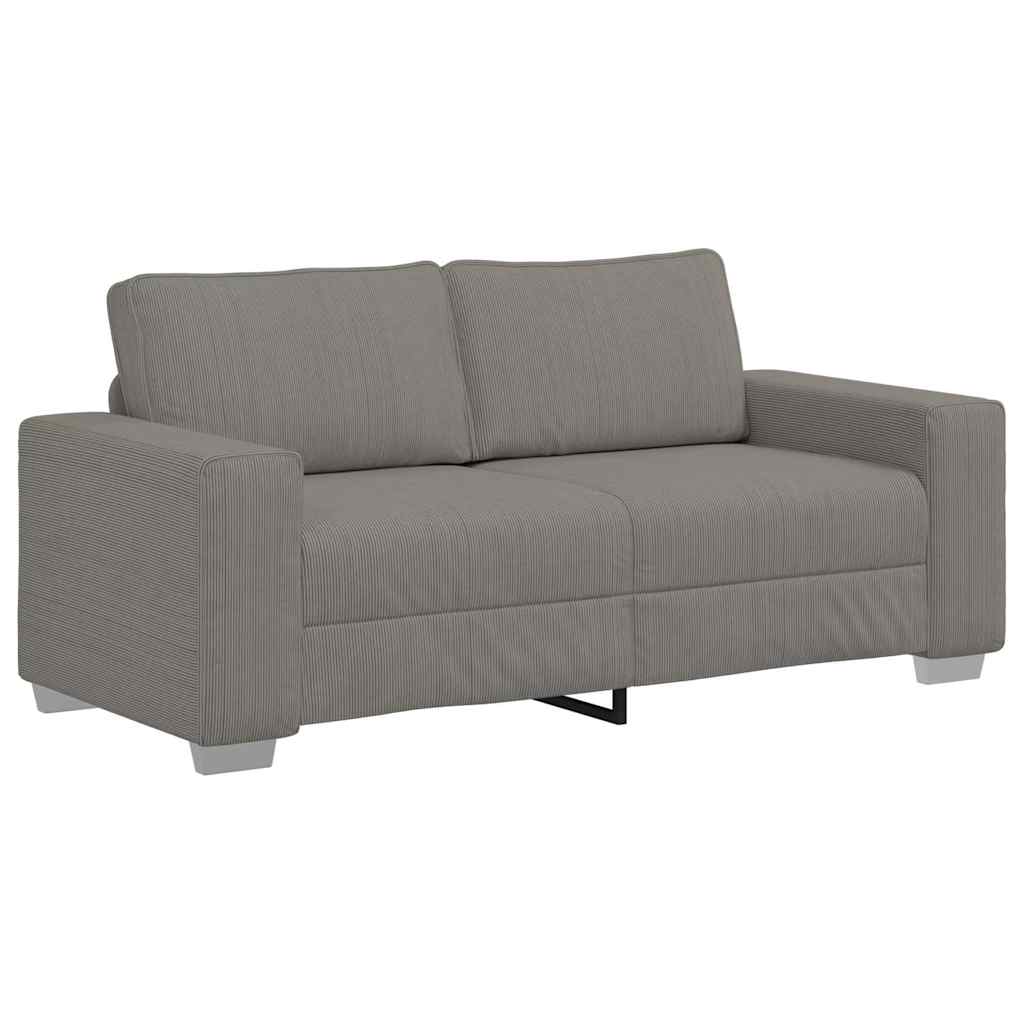 Canapé deux places gris clair 180 x 77 x 82 cm en tissu velours côtelé - XIOS