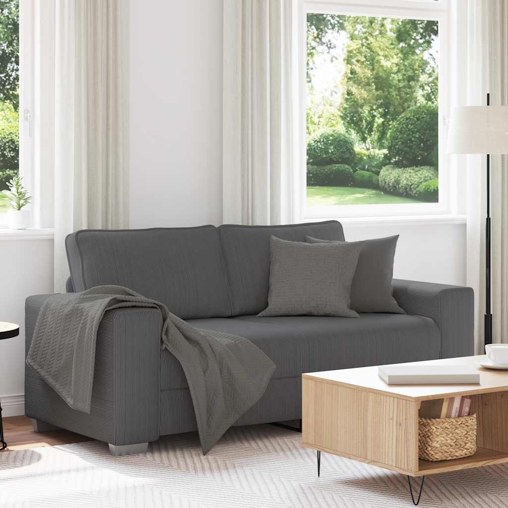 Canapé causeuse gris foncé 140 cm tissu velours côtelé - XIOS
